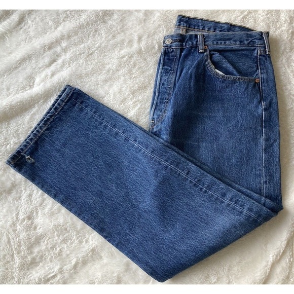 Levi's Other - Levi's Mens 501 Jeans Button Fly Blue Medium Wash Straight Leg Mid Rise Sz 38x30